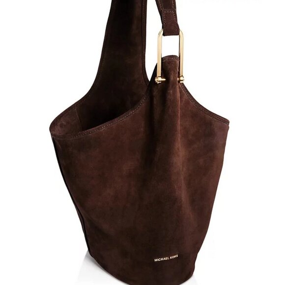 NWT ✅ Michael Kors SONNY Medium Suede Hobo Shoulder Bag in MULBERRY⭐ NWT - Picture 5 of 13